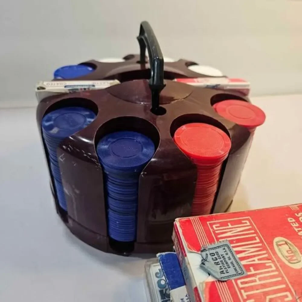 Vintage Hoyle & Streamline Poker Set with Carousel and Playing Cards